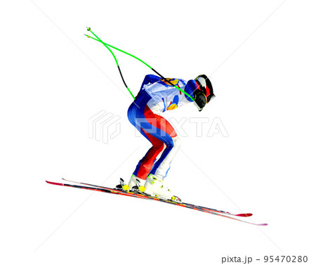 man athlete skier in alpine skiing man athlete skier in alpine skiing 95470280