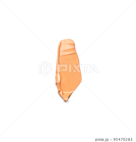 Tone cream smear smudge swatch isolated on white background. Beige color cosmetic product swipe sample Tone cream smear smudge swatch isolated on white background. Beige color cosmetic product swipe sample 95470283