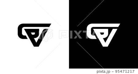 Modern and strong letter GV initials logo design 95471217