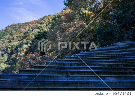 京都 比叡山の山麓・雲母坂にあるピラミッド状の階段 京都 比叡山の山麓・雲母坂にあるピラミッド状の階段 95471431
