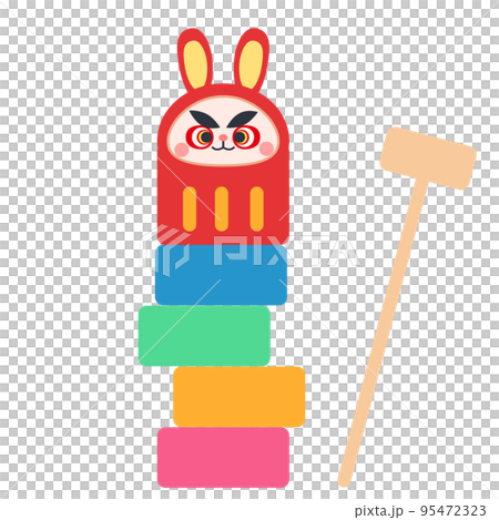 兔型達摩滴新年插畫素材 95472323