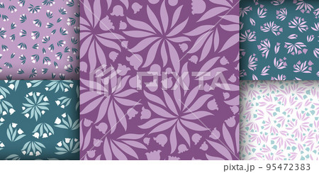 Floral Pattern Set. Seamless Lili of the Valley Fabric Design. Summer Botanical Illustration. Spring Floral Pattern. Elegant Foliage Invitation. Bud of Convallaria Majalis. Floral Pattern Set. 95472383