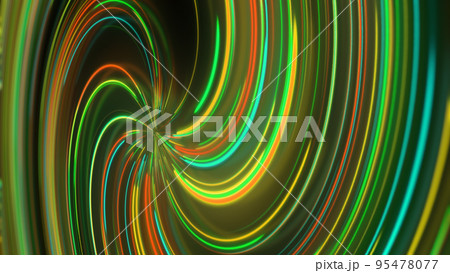 3D rendering abstract neon spiral with reflection in the form of light paths of different colors 3D rendering abstract neon spiral with reflection in the form of light paths of different colors 95478077