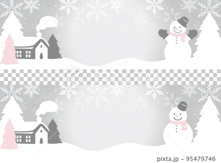 Snowman and snowflake banner frame background winter cute simple copy space illustration set Snowman and snowflake banner frame background winter cute simple copy space illustration set 95479746