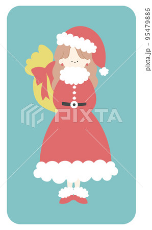 後ろにプレゼントを持ったサンタの衣装を着た女の子線なし 後ろにプレゼントを持ったサンタの衣装を着た女の子線なし 95479886