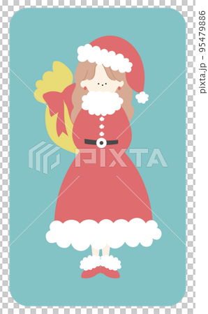 後ろにプレゼントを持ったサンタの衣装を着た女の子線なし 後ろにプレゼントを持ったサンタの衣装を着た女の子線なし 95479886