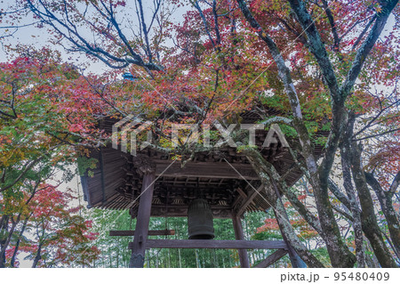 伊豆修禅寺の紅葉風景(境内の鐘楼) 伊豆修禅寺の紅葉風景(境内の鐘楼) 95480409