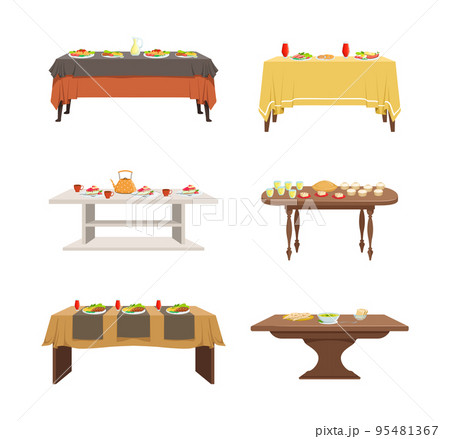 Tables Covered with Tablecloth and Served with...のイラスト素材 [95481367] - PIXTA