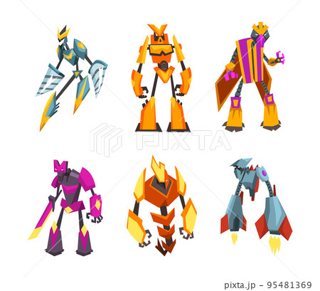 Monster Metal Robot Transformer with Strong Limbs as Fantastic Warrior Vector Set Monster Metal Robot Transformer with Strong Limbs as Fantastic Warrior Vector Set 95481369