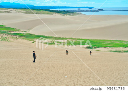 【山陰海岸国立公園】鳥取砂丘 馬の背と賀露港と日本海 鳥取県鳥取市 【山陰海岸国立公園】鳥取砂丘 馬の背と賀露港と日本海 鳥取県鳥取市 95481736