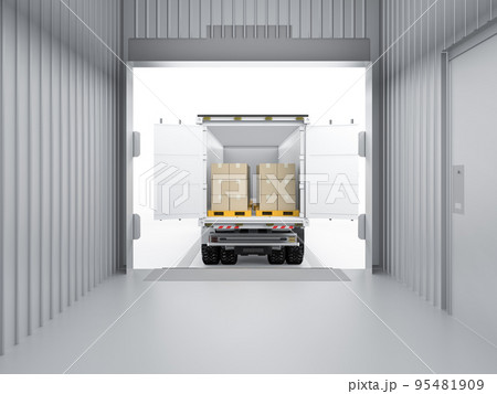 Logistic trailer truck or lorry fully loading cardboard boxes Logistic trailer truck or lorry fully loading cardboard boxes 95481909