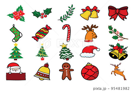 Set of Christmas design element in doodle style 95481982