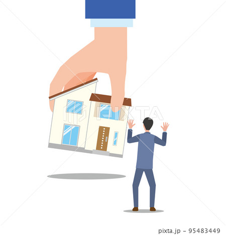 住宅が差し押さえされて驚く男性 95483449