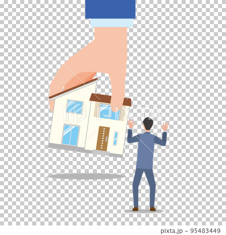 住宅が差し押さえされて驚く男性 95483449