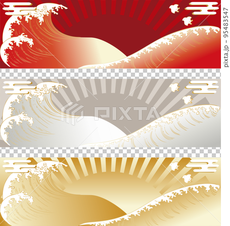 Japanese painting sea banner background copy space illustration material set Japanese painting sea banner background copy space illustration material set 95483547