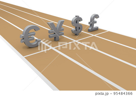 $・¥・€・£の外貨競争。ドル・円・ユーロ・ポンドの立体文字。$・¥・€・£のアップandダウン。 $・¥・€・£の外貨競争。ドル・円・ユーロ・ポンドの立体文字。$・¥・€・£のアップandダウン。 95484366
