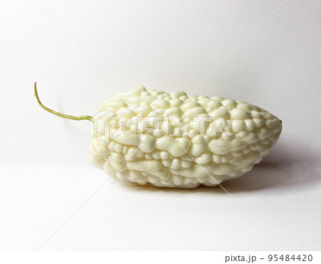 white jade balsam pear is laying on whithe background white jade balsam pear is laying on whithe background 95484420