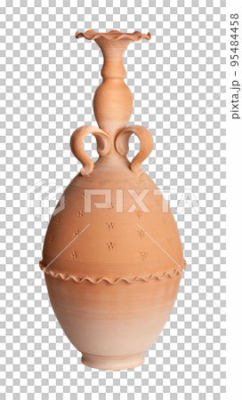 A brown clay jug isolated on a white background 95484458