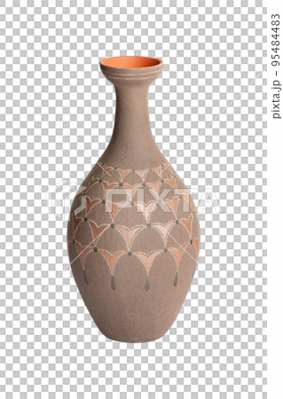 A brown clay vase isolated on a white background 95484483