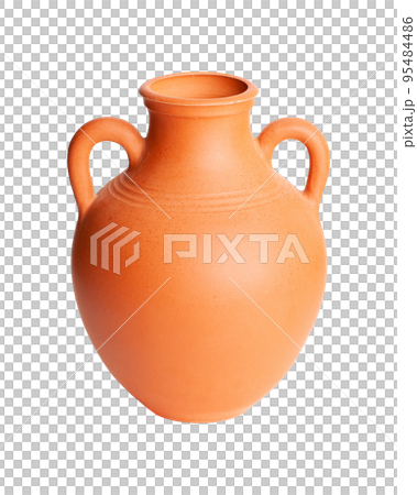 A brown clay jug isolated on a white background A brown clay jug isolated on a white background 95484486