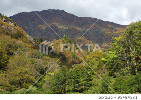 田子倉休憩所から望む光と影の浅草岳 福島県只見町 田子倉休憩所から望む光と影の浅草岳 福島県只見町 95484531