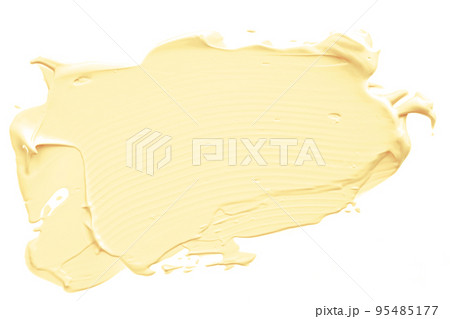 Pastel orange beauty swatch, skincare and makeup cosmetic product sample texture isolated on white background, make-up smudge, cream cosmetics smear or paint brush stroke closeup 95485177