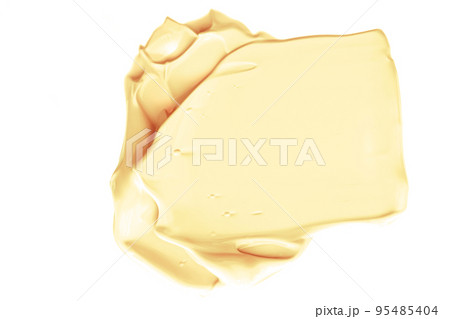 Pastel orange beauty swatch, skincare and makeup cosmetic product sample texture isolated on white background, make-up smudge, cream cosmetics smear or paint brush stroke closeup 95485404