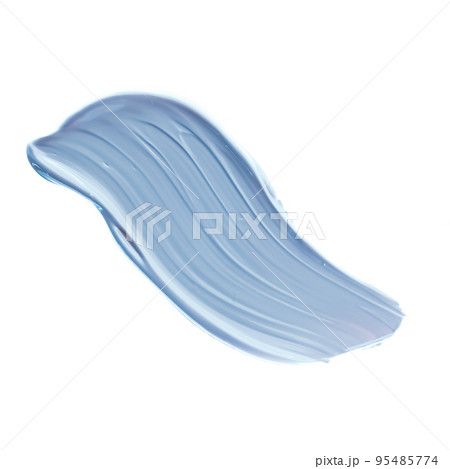 Pastel blue beauty swatch, skincare and makeup cosmetic product sample texture isolated on white background, make-up smudge, cream cosmetics smear or paint brush stroke closeup 95485774