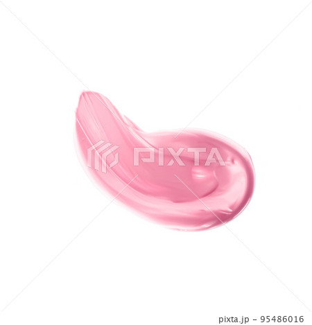 Pastel pink beauty swatch, skincare and makeup cosmetic product sample texture isolated on white background, make-up smudge, cream cosmetics smear or paint brush stroke closeup 95486016