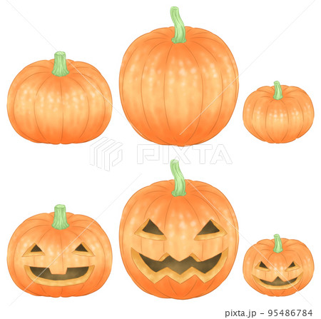 ハロウィンのオレンジ色のカボチャとジャック・オ・ランタン 95486784