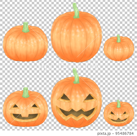 ハロウィンのオレンジ色のカボチャとジャック・オ・ランタン 95486784