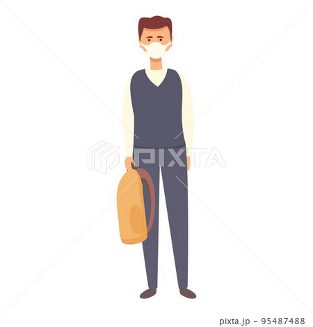 Covid care icon cartoon vector. Child mask. Staff protection Covid care icon cartoon vector. Child mask. Staff protection 95487488