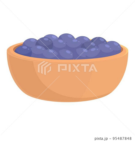 Blueberry bowl icon cartoon vector. Fruit food. Blue nature Blueberry bowl icon cartoon vector. Fruit food. Blue nature 95487848