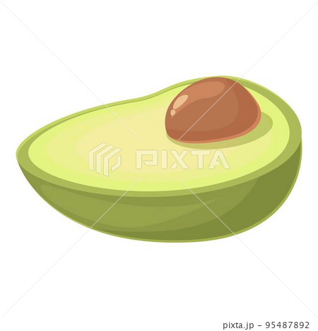 Avocado icon cartoon vector. Half green. Slice fruit Avocado icon cartoon vector. Half green. Slice fruit 95487892