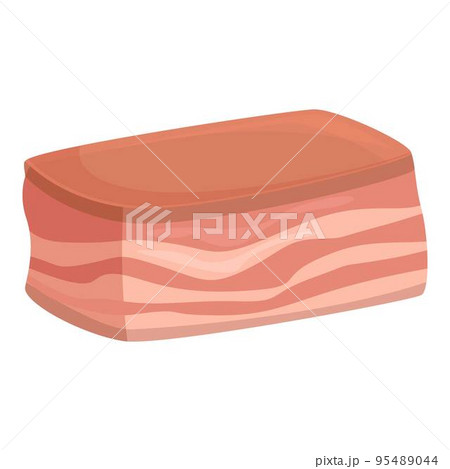 Cube lard icon cartoon vector. Pork meat. Raw bacon 95489044