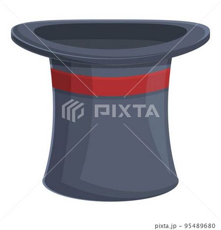 Top hat show icon cartoon vector. Magic wand. Fashion ribbon Top hat show icon cartoon vector. Magic wand. Fashion ribbon 95489680
