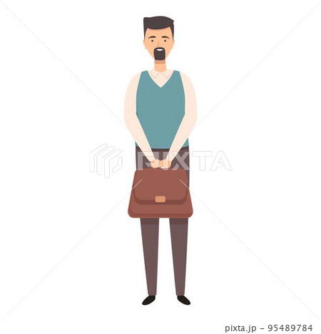 Teacher with case icon cartoon vector. Class professor. Young teaching 95489784