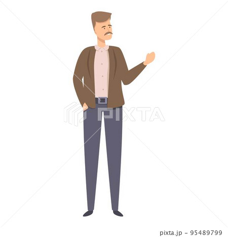 Old teacher icon cartoon vector. Person lecture. Book board 95489799
