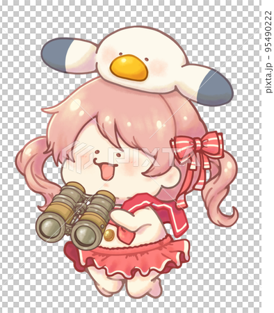 カモメと一緒　マリンセーラーの女の子　双眼鏡持ち　ピンクver 95490222