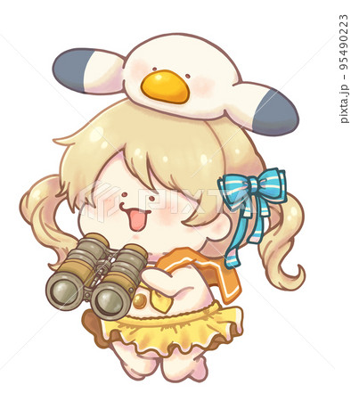カモメと一緒　マリンセーラーの女の子　双眼鏡持ち　イエローver 95490223