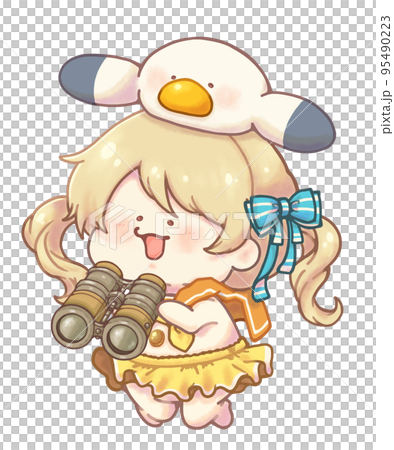 カモメと一緒　マリンセーラーの女の子　双眼鏡持ち　イエローver 95490223