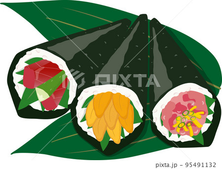 手巻き寿司　まぐろ　うに　トロたく　笹付き 95491132