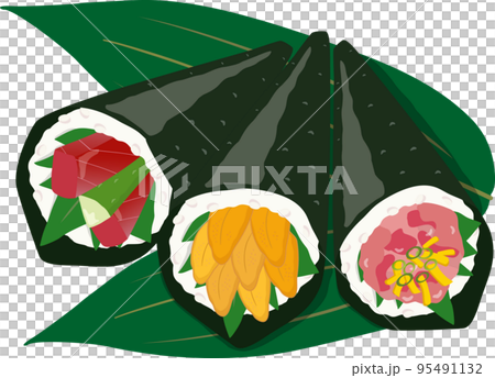 手巻き寿司　まぐろ　うに　トロたく　笹付き 95491132