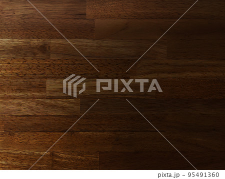 焦茶色の木目のあるブナ集成材の板の表面の横長の背景画像 焦茶色の木目のあるブナ集成材の板の表面の横長の背景画像 95491360
