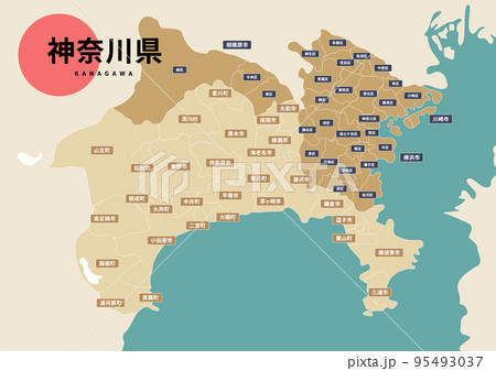 地図(地名付き)-神奈川県 地図(地名付き)-神奈川県 95493037