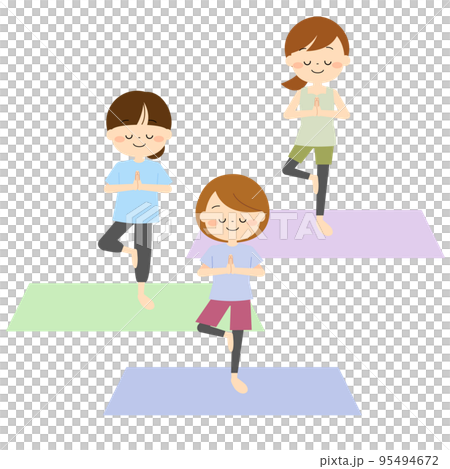 ヨガをしている若い女性たち 95494672