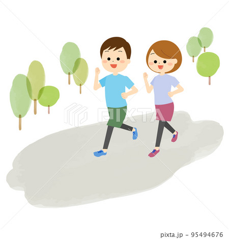 ジョギングしている男性と女性 95494676
