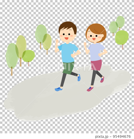 ジョギングしている男性と女性 95494676