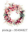 クリスマスリースの水彩イラスト 95494827