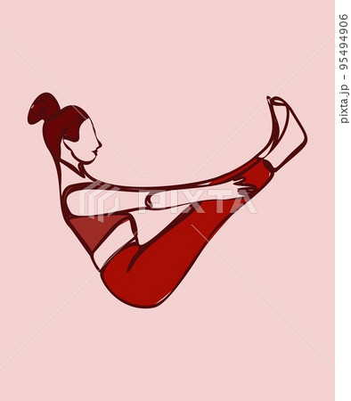 Woman doing exercise in yoga pose. Vector silhouette illustration 95494906